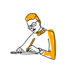 worker writing in a notebook