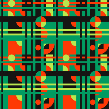 Avant Garde Art Picture. Vector And Seamless Art Decor Pattern. Green Color.