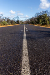 A beautiful straight road on Kangaroo Island South Australia on may 8th 2021