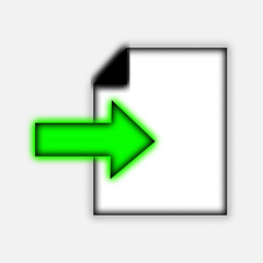 Export and import file icons. Upload, download sign.Save or open file. Share document symbol. Interface button. Element for design website etc.