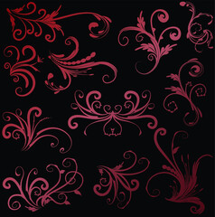 Fototapeta na wymiar Calligraphic decorative elements with lines