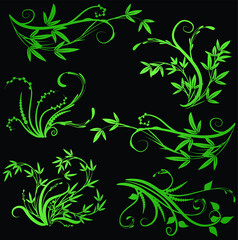 Calligraphic decorative elements with lines