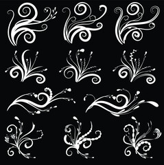 Calligraphic decorative elements with lines