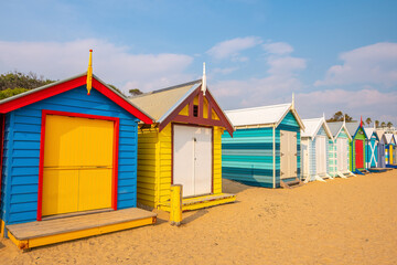 Fototapeta na wymiar Colorful Beach House at Brighton Beach in Melbourne Australia