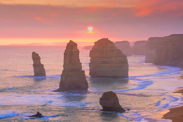 Twelve Apostles  cliffs along the Great Ocean Road, in Australia