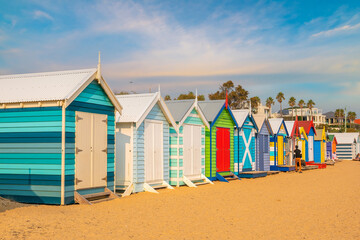 Fototapeta na wymiar Colorful Beach House at Brighton Beach in Melbourne Australia