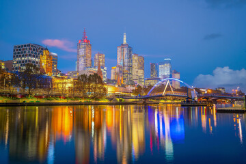Fototapeta na wymiar Melbourne city skyline at twilight ,Australia