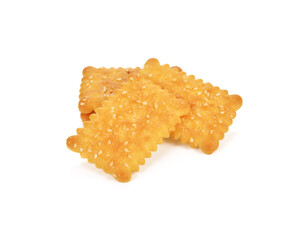 Crispy breads with sesame , crackers, isolated on white background.