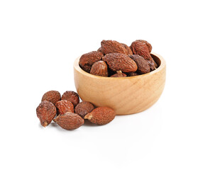 Malva nut (Sterculia lychnophora) isolated on white background