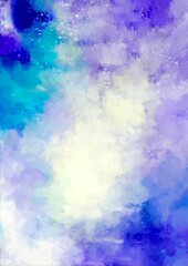 幻想的な青と紫の水彩テクスチャ背景