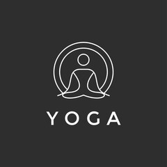 yoga logo template icon design vector on black background