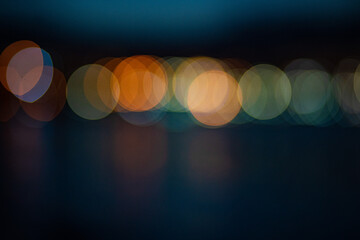 Beautiful optic bokeh. Blue and orange tones. To blend with other images