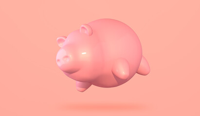 Piggy bank with coins concept 3d illustration 3d render