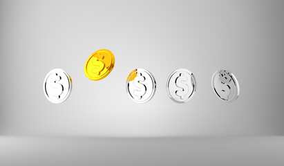 Coins concept 3d. illustration 3d render