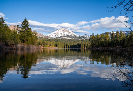 Lake reflection on Lassen National Park - California