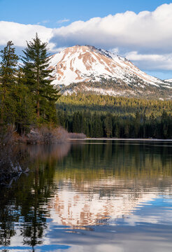 Lake reflection on Lassen National Park - California