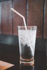 A glass of water with iced