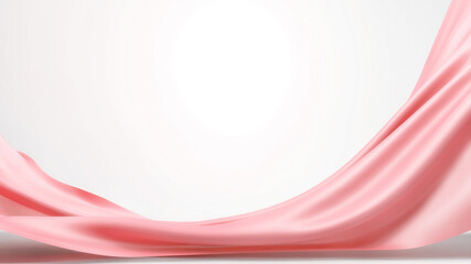 Light pink flying silk fabric or rubber cloth on white background 3D rendering