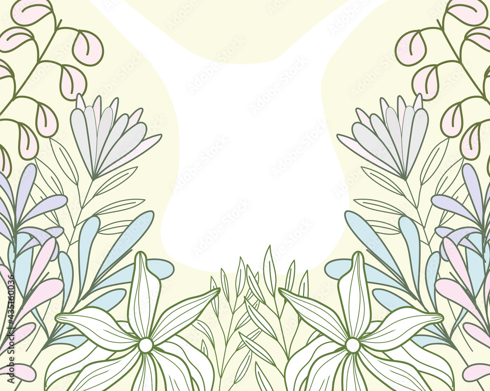 Sticker background flowers leaves