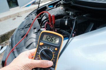 Battery car check with electric meter