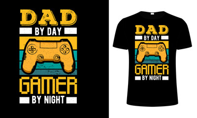 gamer dad T-shirt, Tshirt design, Gaming Tshirt design vector, Papa gaming T-shirt, Dad gamer T-shirt - obrazy, fototapety, plakaty