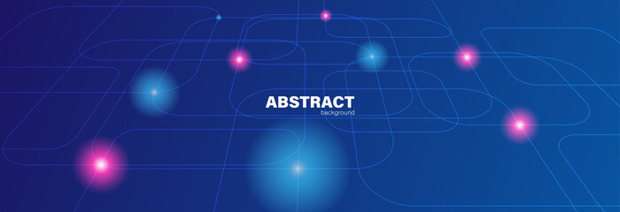 Abstract circuit in circle with light on dark blue background, Technology background concept with copy space, vector illustration.