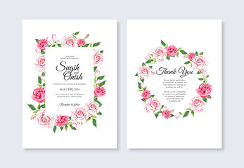 Hand painted watercolor floral for wedding card invitation template