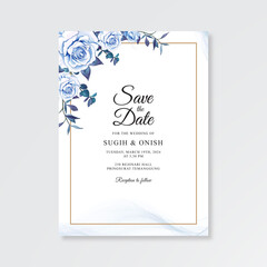 Wedding card template with watercolor floral