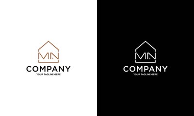 mn logo concept real estate architecture building logo design house logo home construction company logo realty rent logo symbol icon template vector