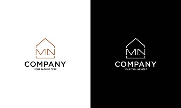 mn logo concept real estate architecture building logo design house logo home construction company logo realty rent logo symbol icon template vector
