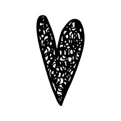 Doodle heart. Black and white illustration isolated