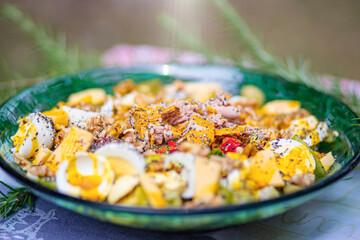 Plate of keto salad on the table