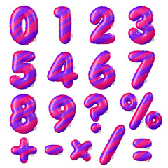 Calculate Inflatable Typerface collection.Inflatable balloon number set 3D rendering.
