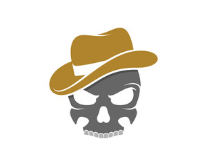Skull head with detective hat vector illustration