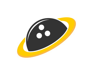 Bowling ball inside the yellow circle logo