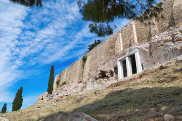 Fototapeta na wymiar The walls of the Acropolis. Athens, Greece, 5-18-2021