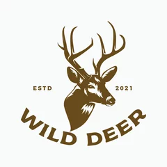 Deurstickers vintage deer logo, icon and vector © mufurii