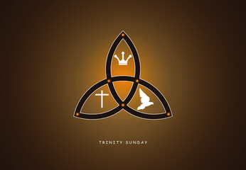 Trinity Sunday with religious trinity symbol vector illustration. - obrazy, fototapety, plakaty