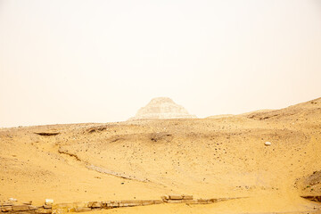 Fototapeta na wymiar View to desert and pyramid of Djoser
