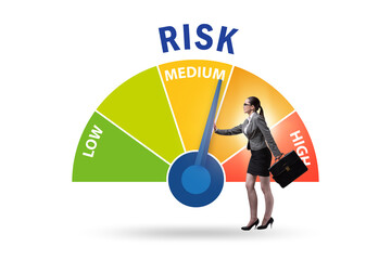 Businesswoman in risk metering and management concept