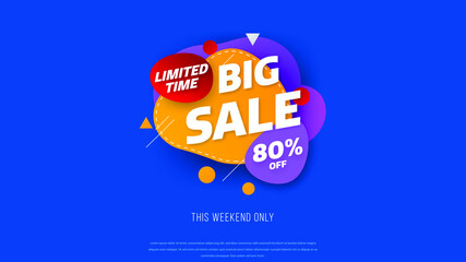 Sale banner template design with geometric background , Big sale special offer up to 80% off. Super Sale, end of season special offer banner. vector illustration.