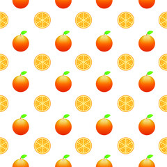 Seamless Pattern Abstract Elements Orange Citrus Food Vector Design Style Background