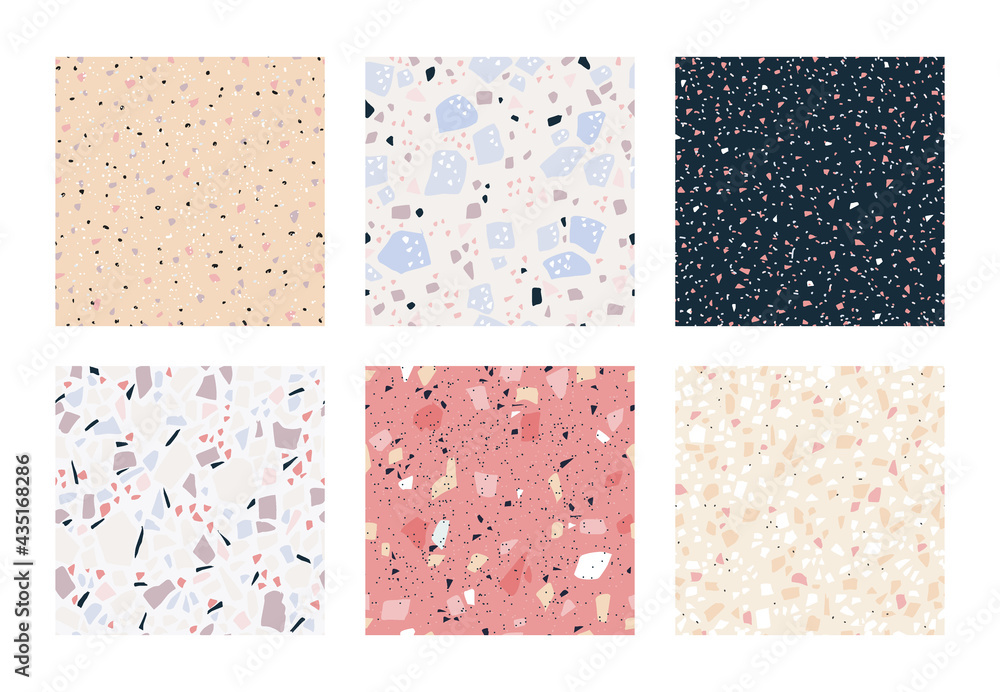 Poster terrazzo seamless pattern. square marble stone and granite rock texture. abstract italian concrete t