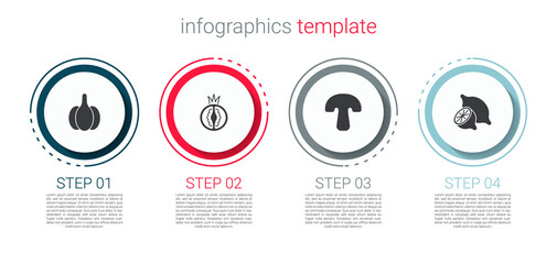 Set Garlic, Tomato, Mushroom and Lemon. Business infographic template. Vector