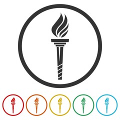 Torch ring icon isolated on white background color set