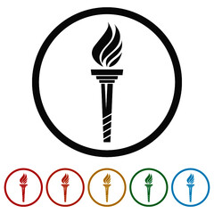 Torch ring icon isolated on white background color set