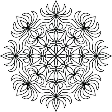 Easy mandala like flower or star, basic and simple mandalas Coloring Book for adults, seniors, and beginner. Digital drawing. Floral. Flower. Oriental. Book Page. Vector.	