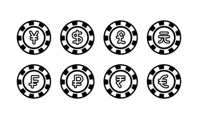 Casino Chips World Currency Symbol Mark