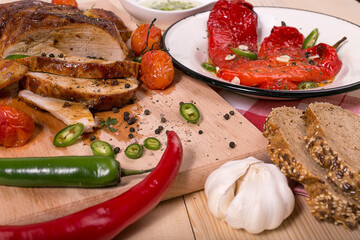 Roasted steak with roasted paprika