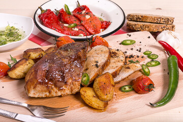 Roasted steak with roasted paprika